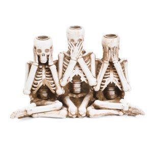 MARTHA STEWART Halloween Collection 3 Evils Skeleton Candle Holder
